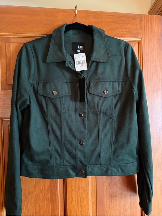 Kut from the Kloth Jackets & Blazers - Kut from the Kloth Dark Green Suede Trucker Jacket
